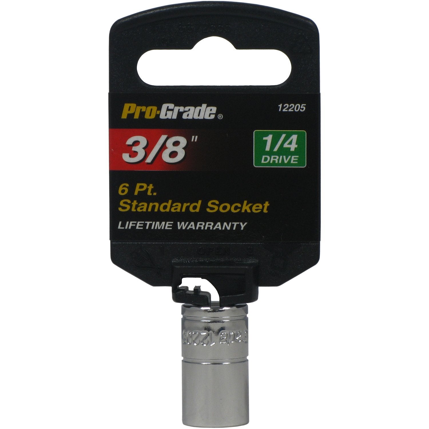Pro Grade 1/4" Drive 3/8" Standard Socket 6 Point Chrome Vanadium Steel 12205