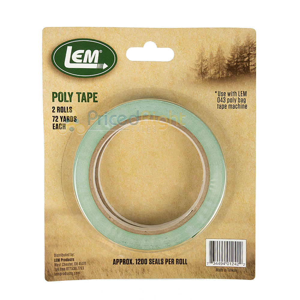 LEM Poly Bag Sealer Tape 3/8" x 72 Yards (2 Pack) Green 1200 Seals Per Roll