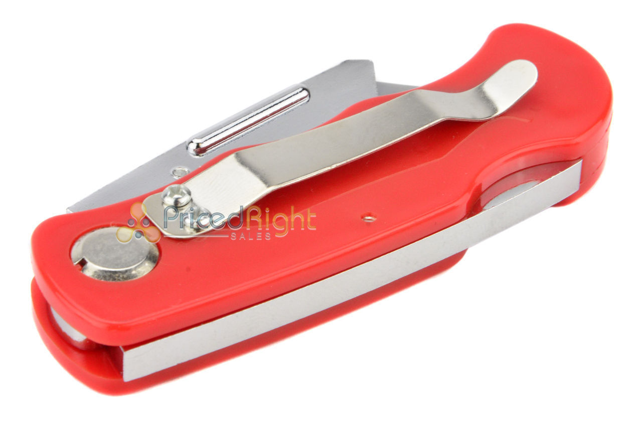Folding Utility Knife Lock Back Box Cutter 6 Blades Quick Change 5 Pack Red