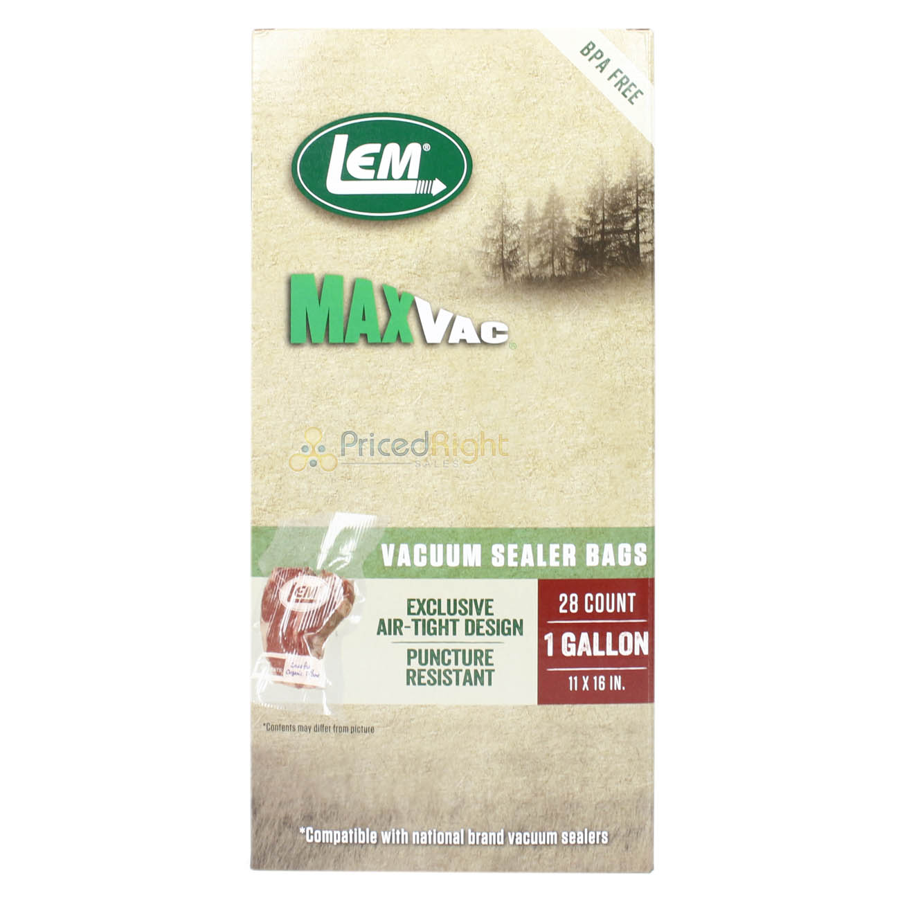 LEM MaxVac 28 Count 11" x 16" Gallon Size Air Tight Vacuum Bags BPA Free 1388