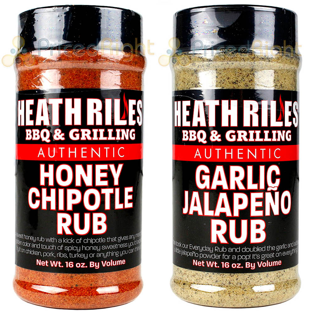 Heath Riles BBQ Honey Chipotle Rub & Garlic Jalapeno Rub Bottles 2-Pac –  Pricedrightsales