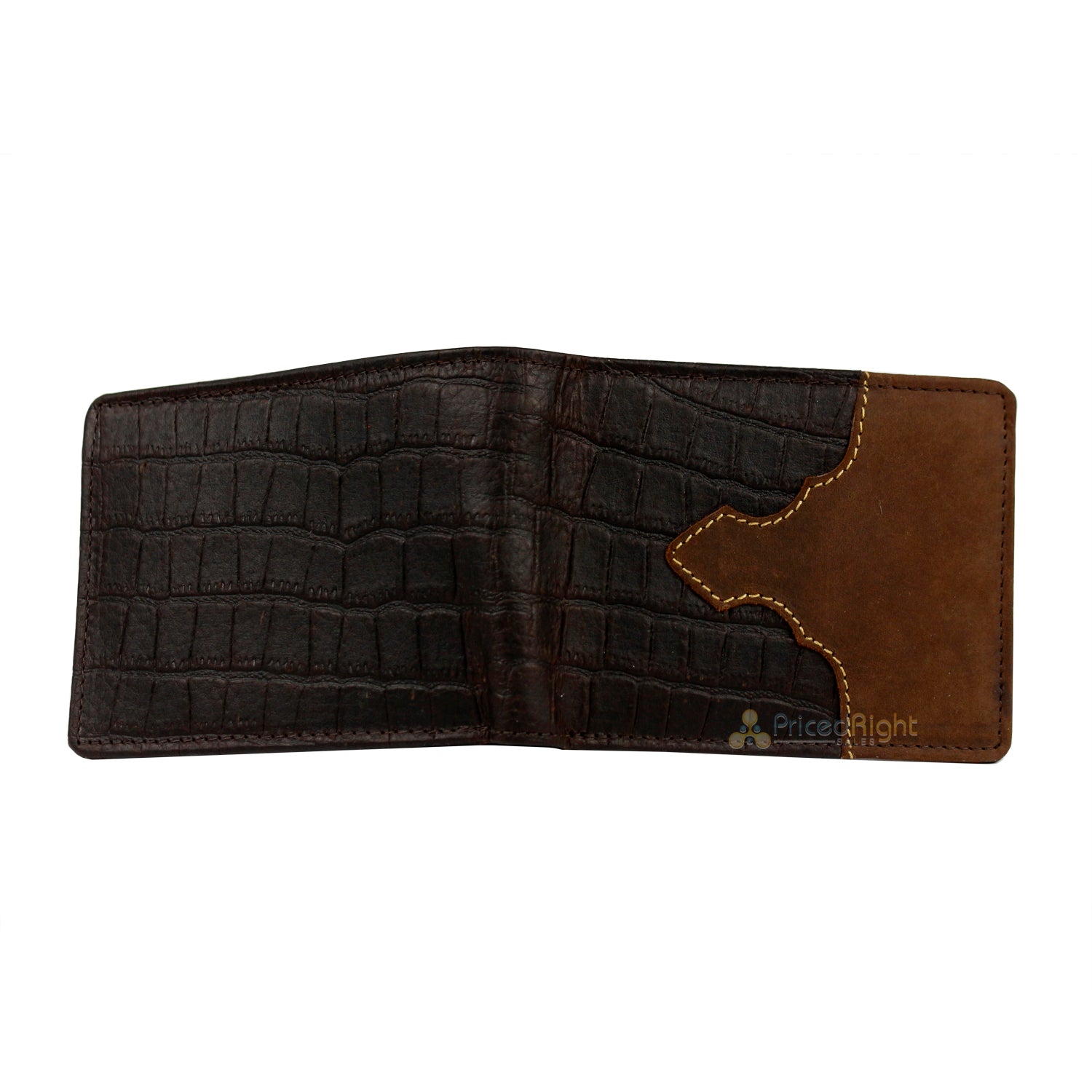 Leather Impressions Tooled Gator Print Western Bifold Wallet American Bison