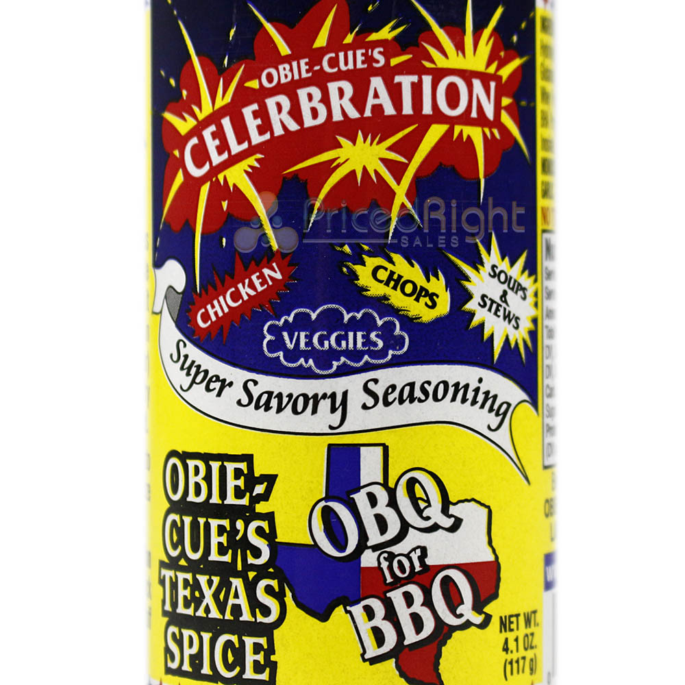 Obie Cues Celerbration Seasoning Chicken Chops Soup Veggies Savory 4.1 Oz Bottle