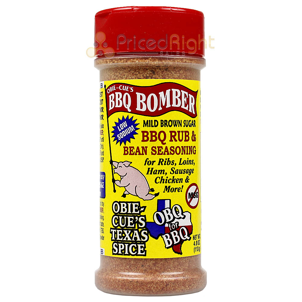 Obie Cues BBQ Bomber Mild Brown Sugar Rub & Bean Seasoning No Gluten or MSG 4 Oz