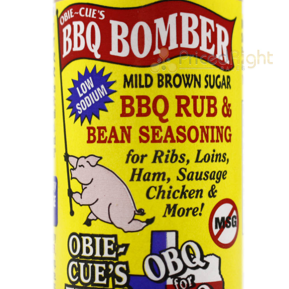 Obie Cues BBQ Bomber Mild Brown Sugar Rub & Bean Seasoning No Gluten or MSG 4 Oz