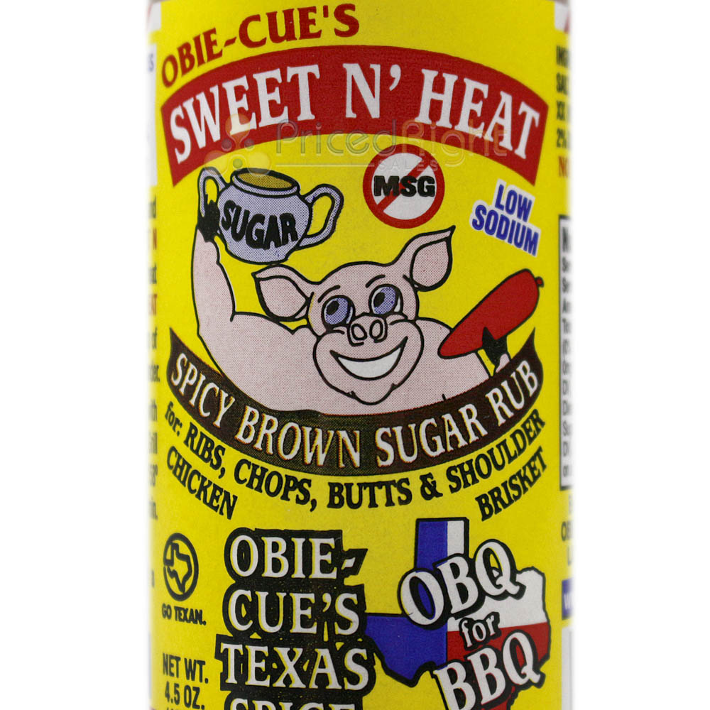 Obie Cue's Sweet N Heat Spicy Brown Sugar Rub Brisket No MSG Low Sodium 4.5 Oz