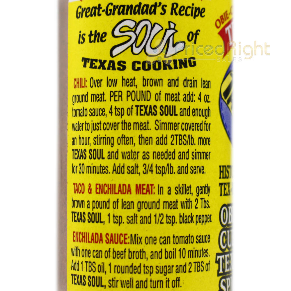 Obie Cue's Texas Soul Taco Chili Enchilada Seasoning Tex-Mex No Salt 3.15 Oz