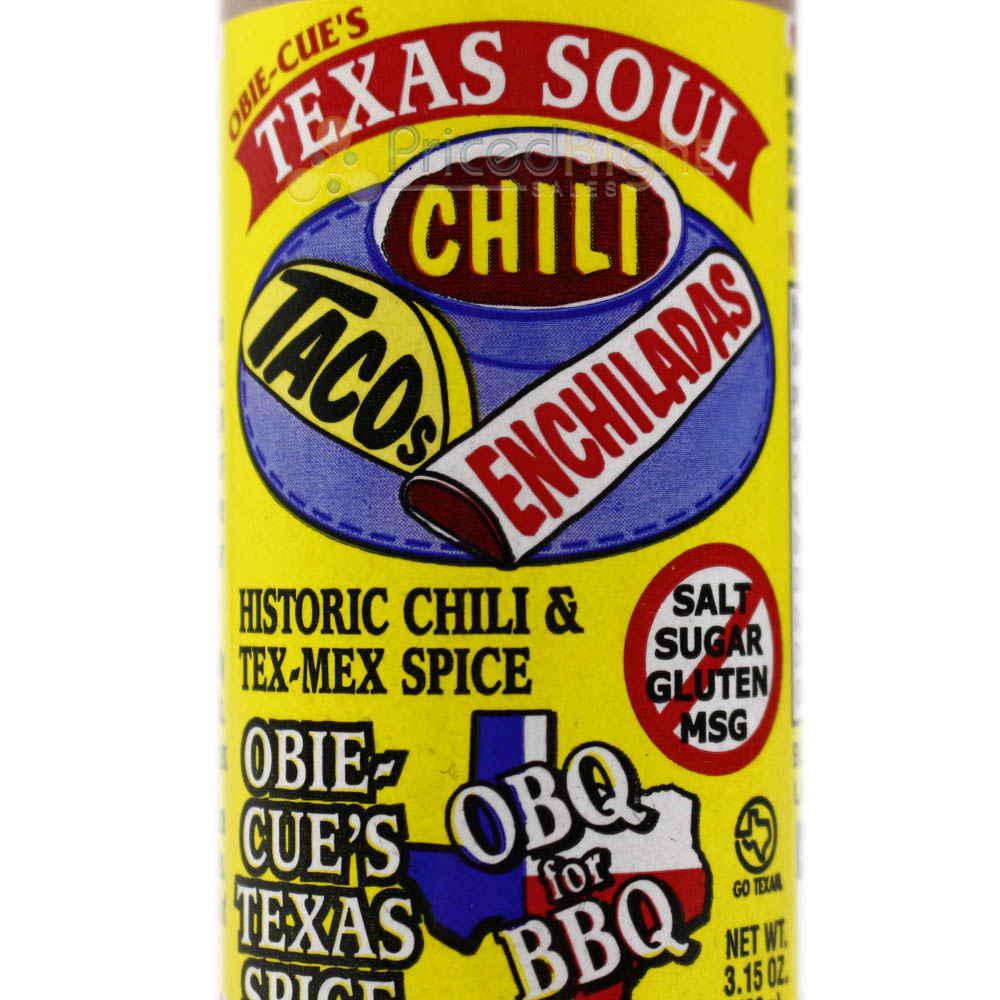 Obie Cue's Texas Soul Taco Chili Enchilada Seasoning Tex-Mex No Salt 3.15 Oz