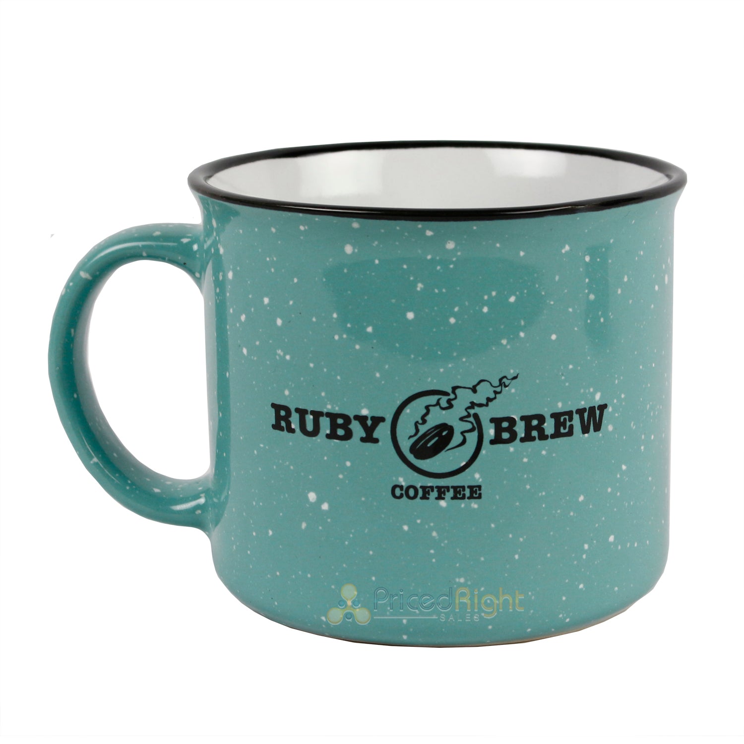 Ruby Brew Campfire Ceramic Microwave-Safe Mug With Handle 13 Oz. Speckled Teal