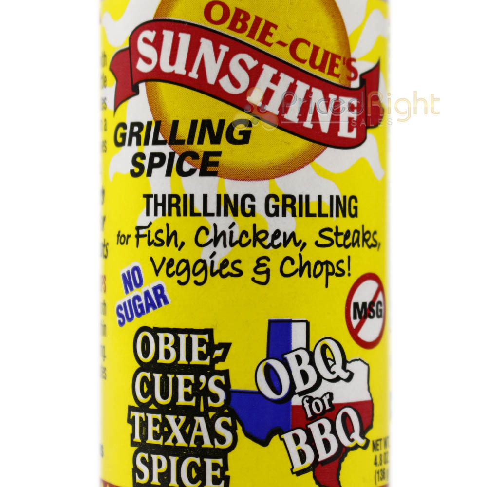 Obie Cue's Sunshine Grilling Spice Fish Poultry Beef Veggies Pork No MSG 4.8 Oz
