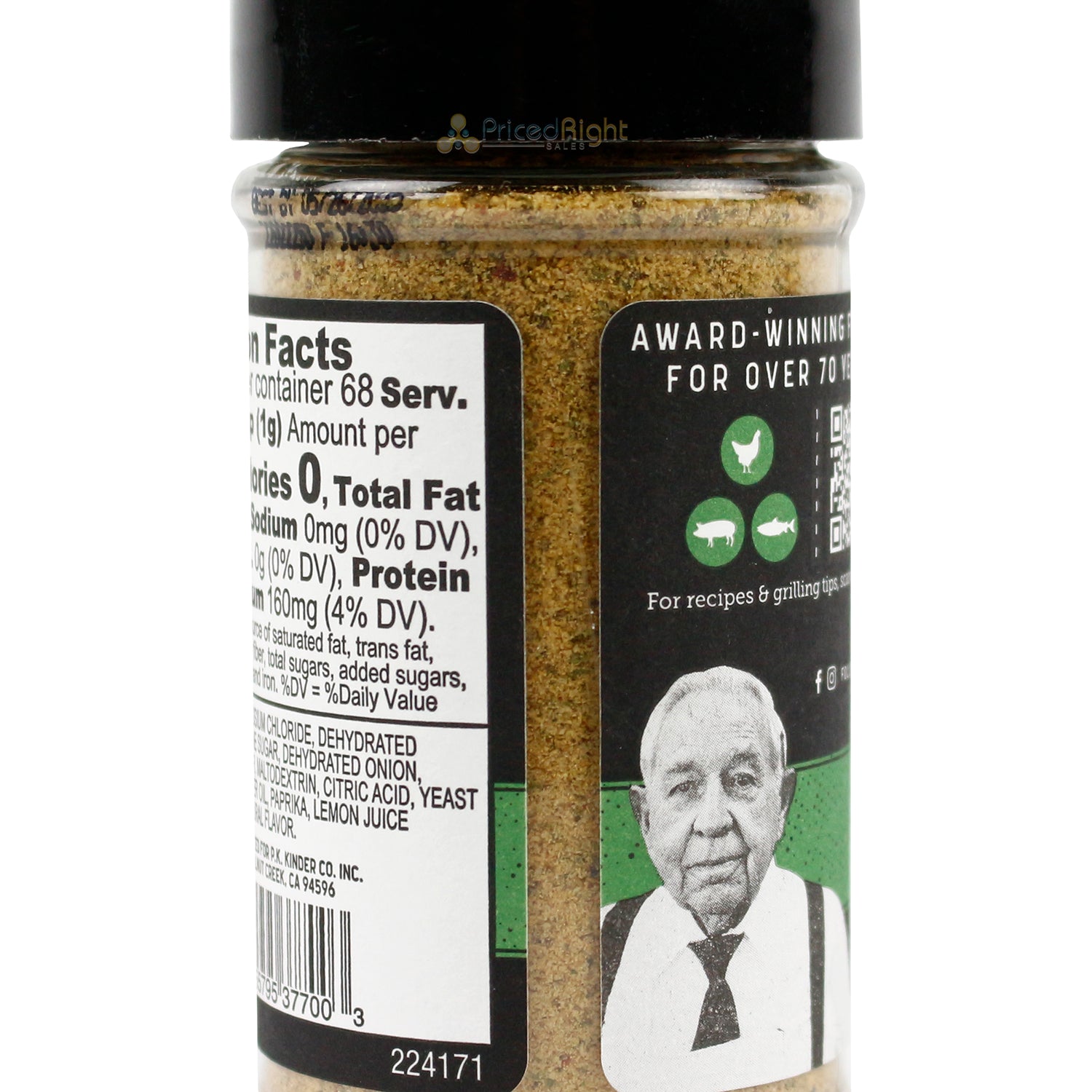 Kinder's No Salt Garlic & Herb Handcrafted Seasoning Dry Rub No MSG 2.4 oz
