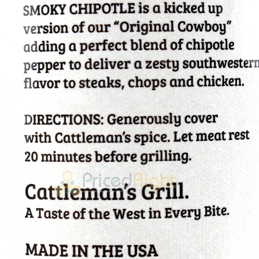 Cattleman's Grill Smoky Chipotle Coffee Steak Seasoning 11.1 Oz Zesty Flavor
