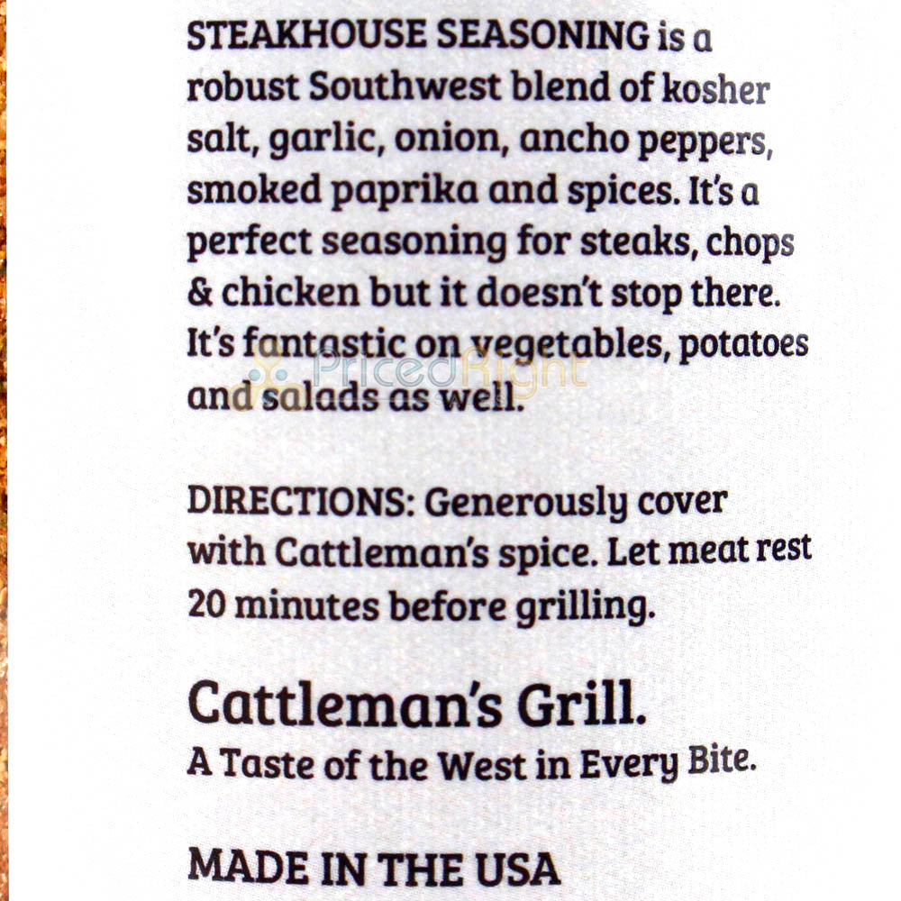 Cattleman's Grill SteakHouse Southwest Steak Seasoning 12.5 Oz Robust Blend