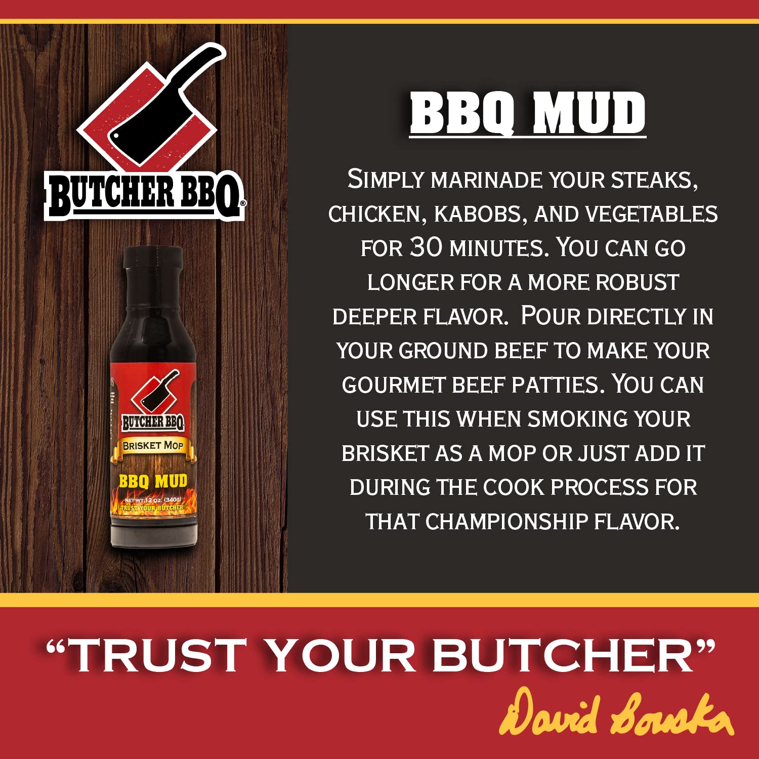 Butcher BBQ Mud Brisket Mop 12 oz Bottle Marinade