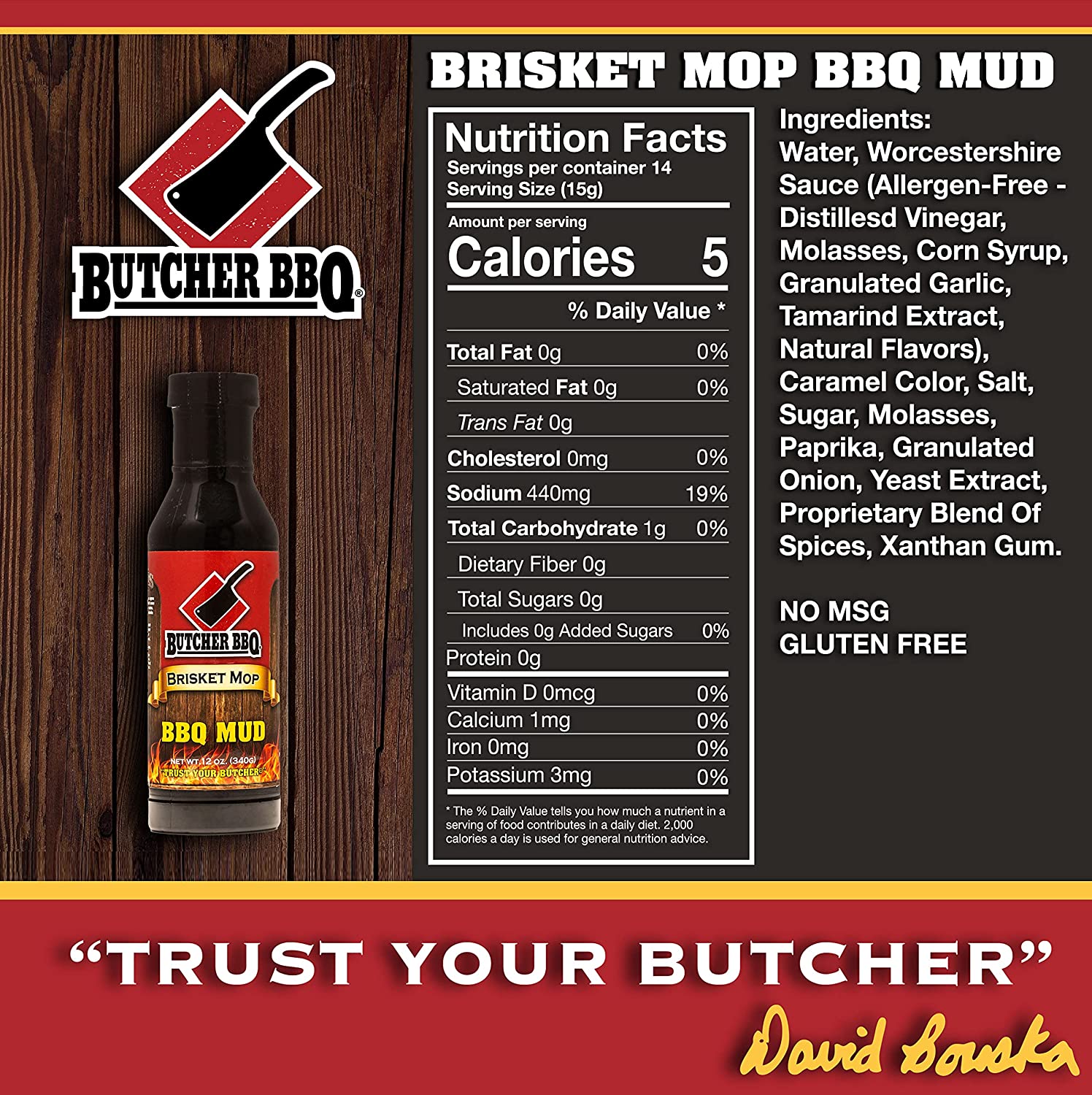 Butcher BBQ Mud Brisket Mop 12 oz Bottle Marinade
