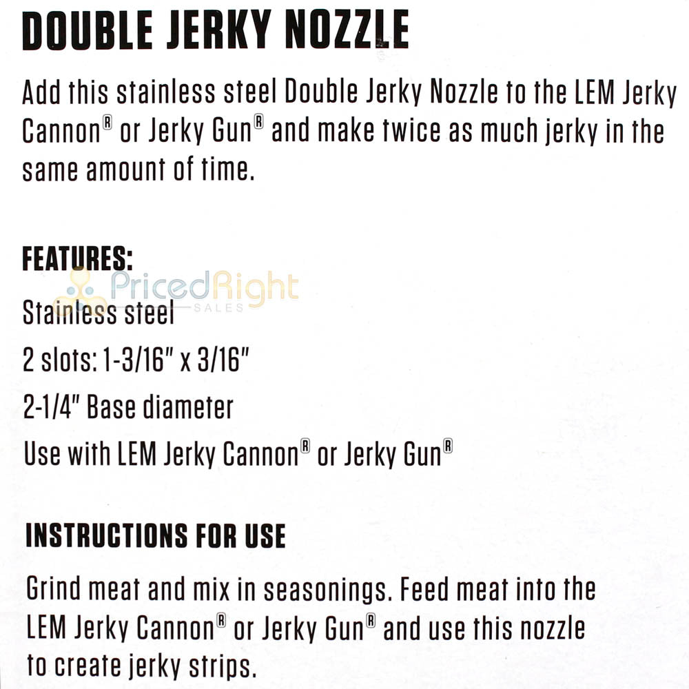 LEM Jerky Cannon Double Slotted Jerky Nozzle 1 3/16 x 3/16" Stainless Steel 468A