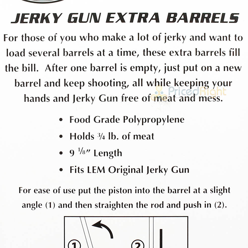 LEM 2 Piece 9 1/8" Extra Barrels for Jerky Cannon Holds 3/4" lbs of Meat 555A