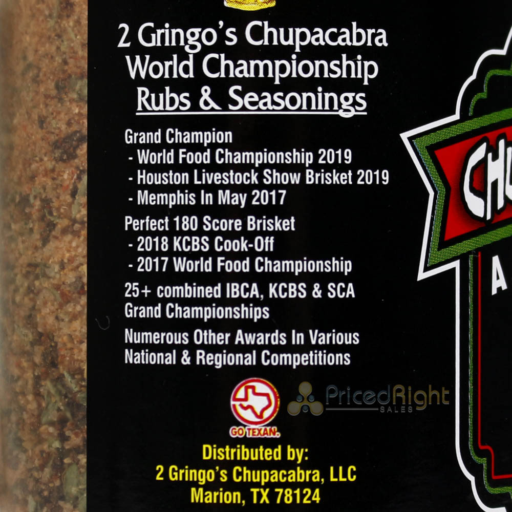 2 Gringos Chupacabra No MSG Original Fine Meat Rub 12 Oz All Seasoning Single