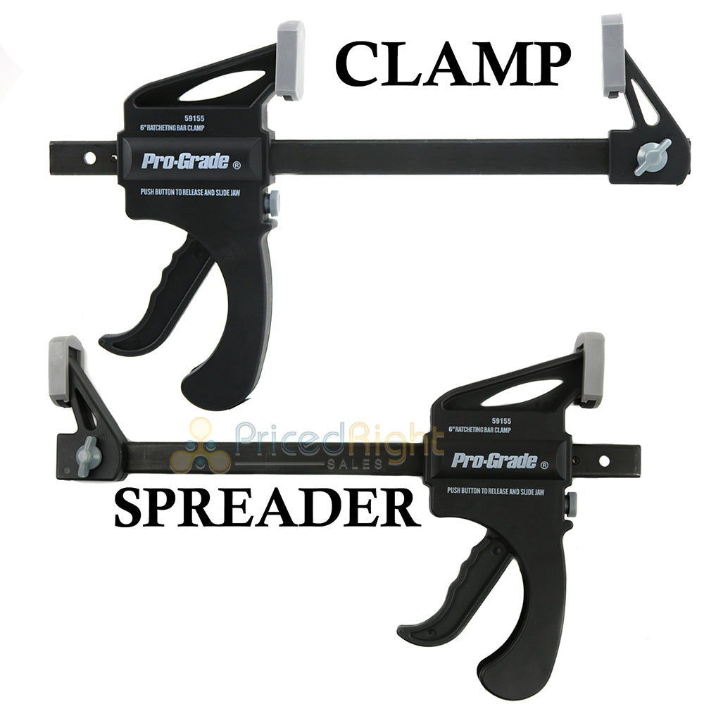 2 Pack of 6" Inch Ratcheting Release Bar Clamps Vise Wood Spreader One Handed
