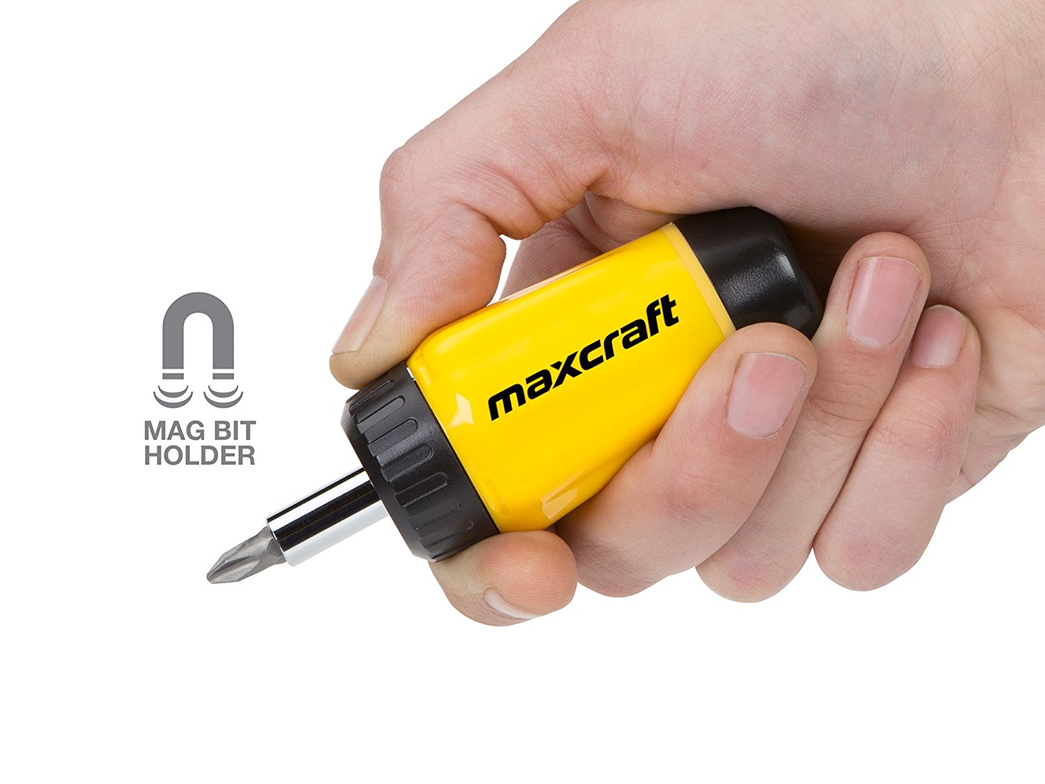 Maxcraft 60599 Gearless Stubby Ratchet Screwdriver 6 in 1 Bits Set Multi Bit