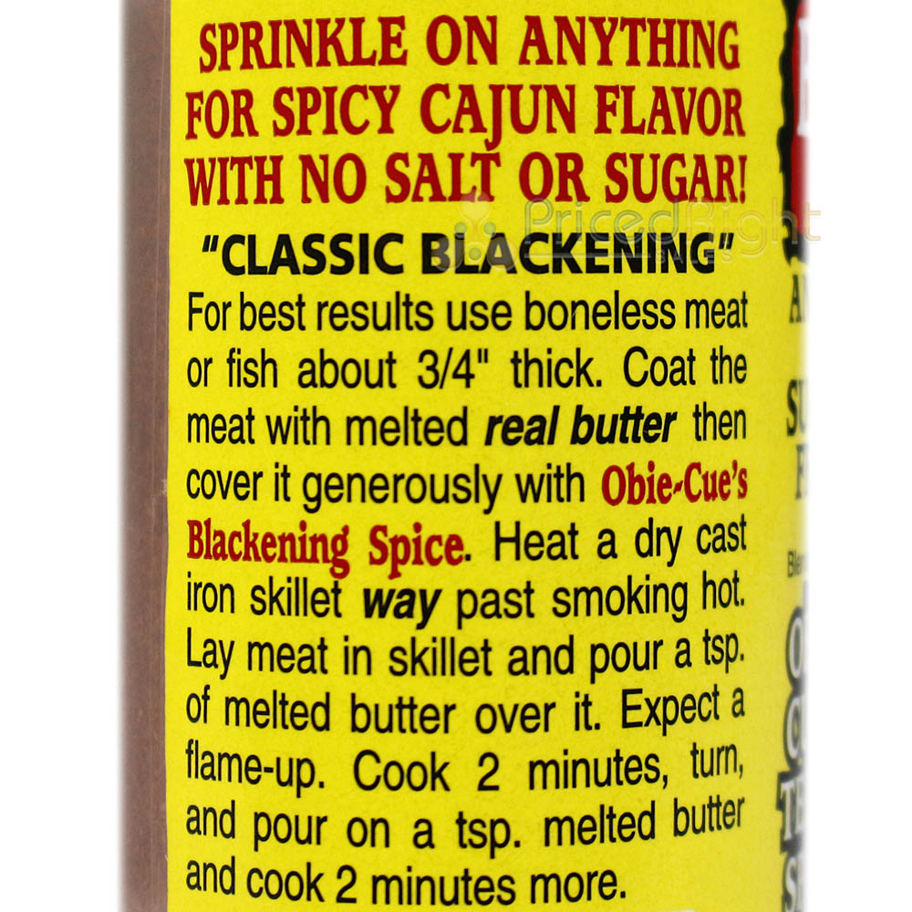 Obie Cue's Salt Free Blackening Spice Cajun Seasoning No Sugar or MSG 3.52 Oz