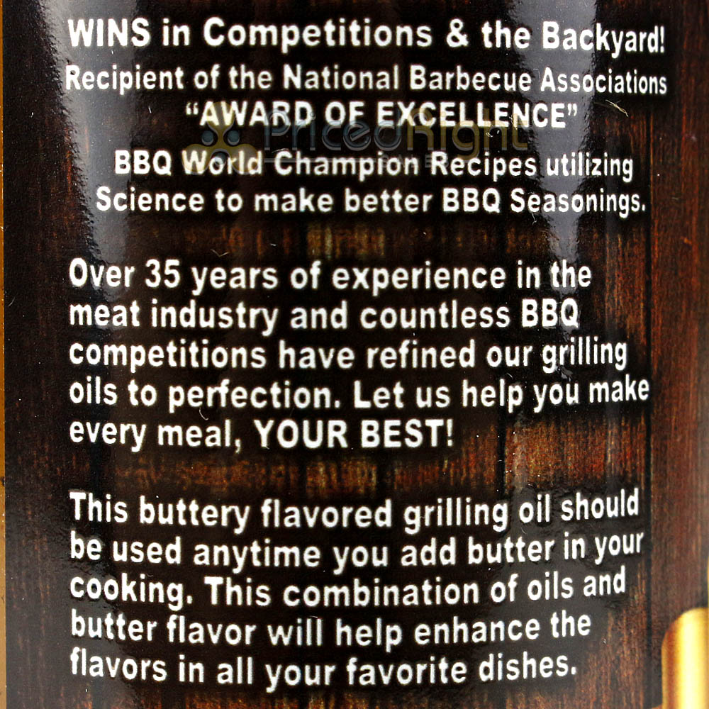 Butcher BBQ Chipotle Flavor Grilling Oil 12 oz Bottle Competition Rated Msg Free