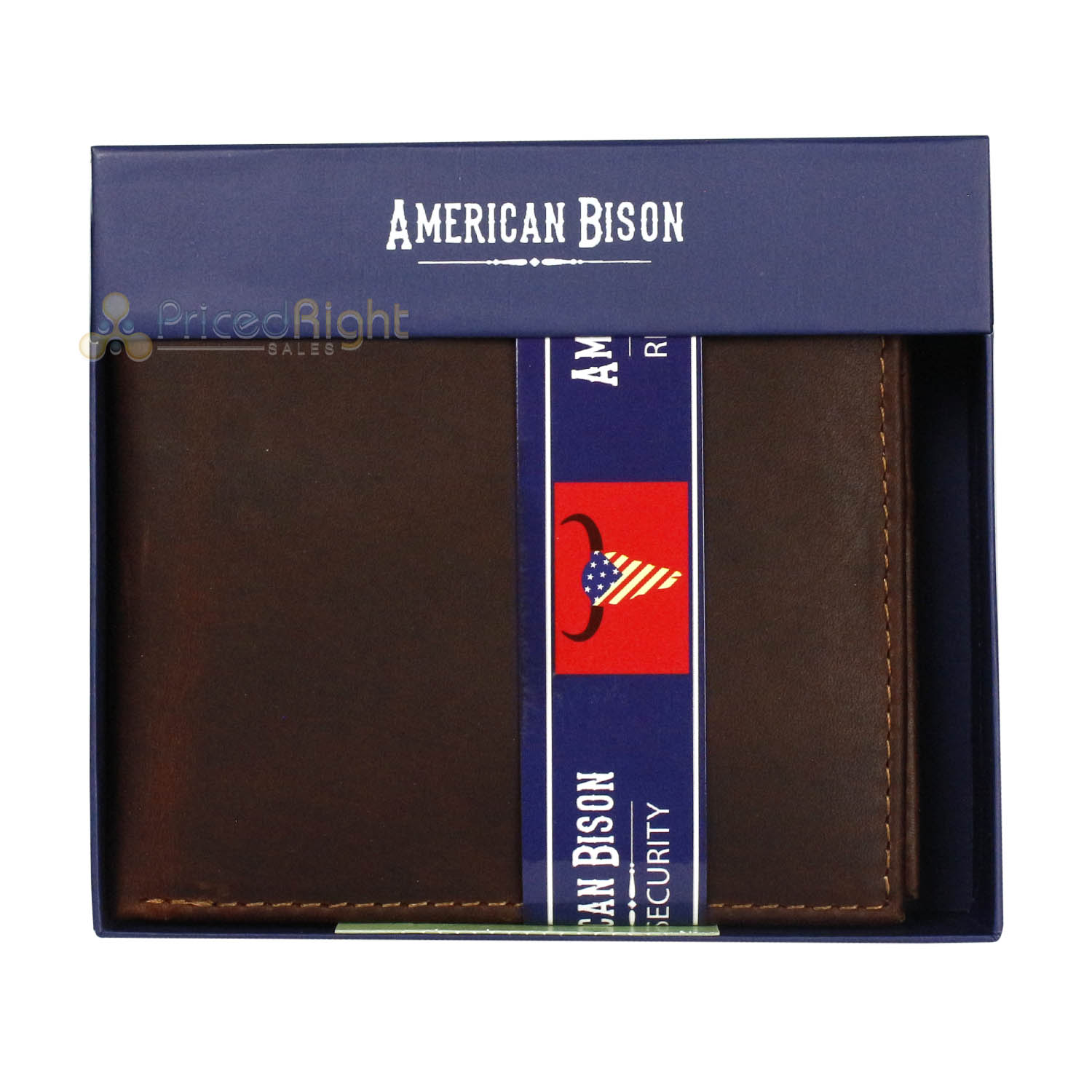 Leather Impressions RFID Hunter Leather Center Flap Bifold Wallet American Bison