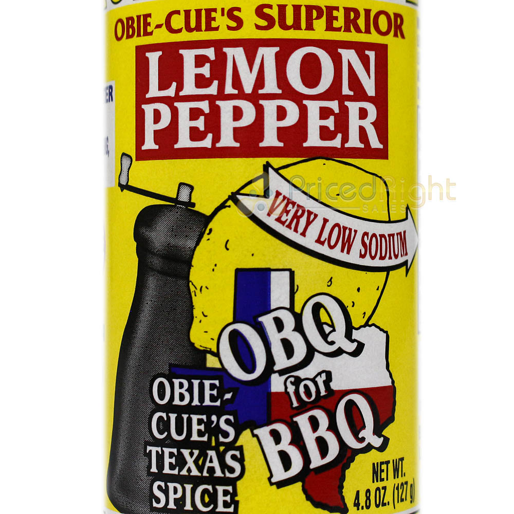 Obie Cue's Lemon Pepper Seasoning Low Sodium Poultry Fish Gluten Free 4.8 Oz