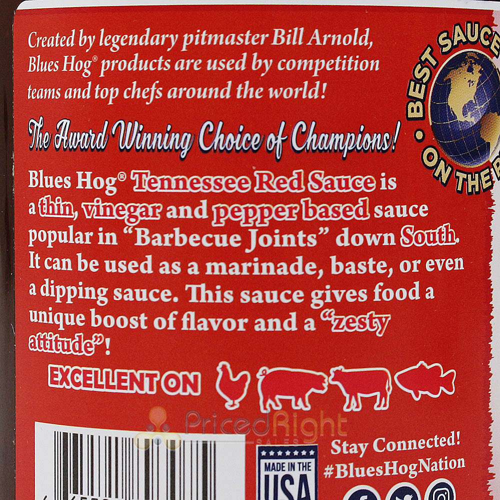 Blues Hog 19 Oz Tennessee Red Bbq Sauce Gluten Free Competition Rated Marinade