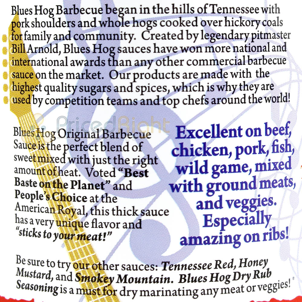 Blues Hog 20 Oz Original Barbecue Sauce Gluten Free Competition Rated Sauce