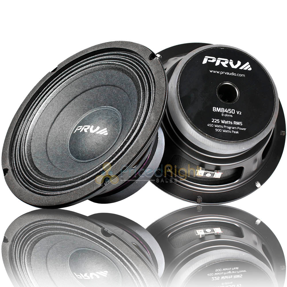 PRV 8" Mid Bass Loudspeakers 450 Watts Max 8 Ohm Car Audio 8MB450 V2 2 Pack