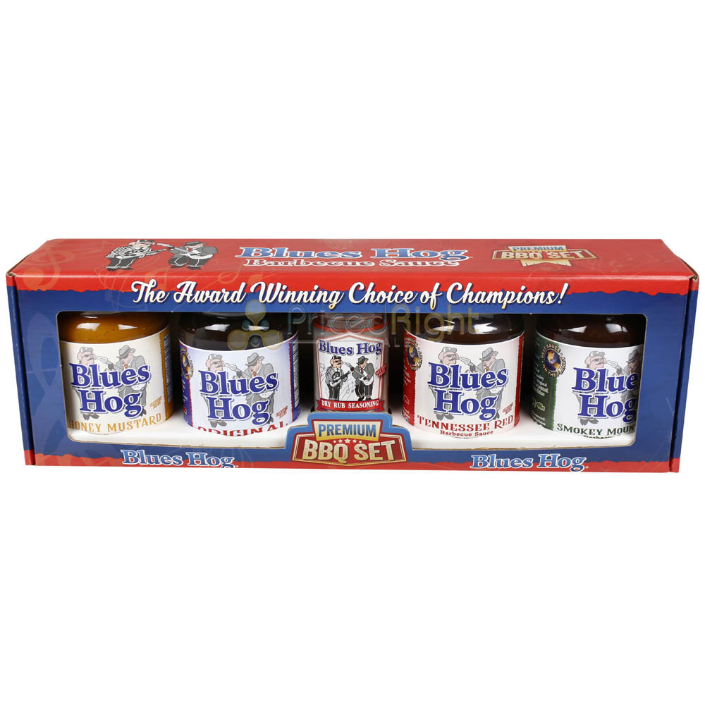Blues Hog Premium 5 Piece Gift Set Award Winning BBQ Sauces Rub Box Set 91005