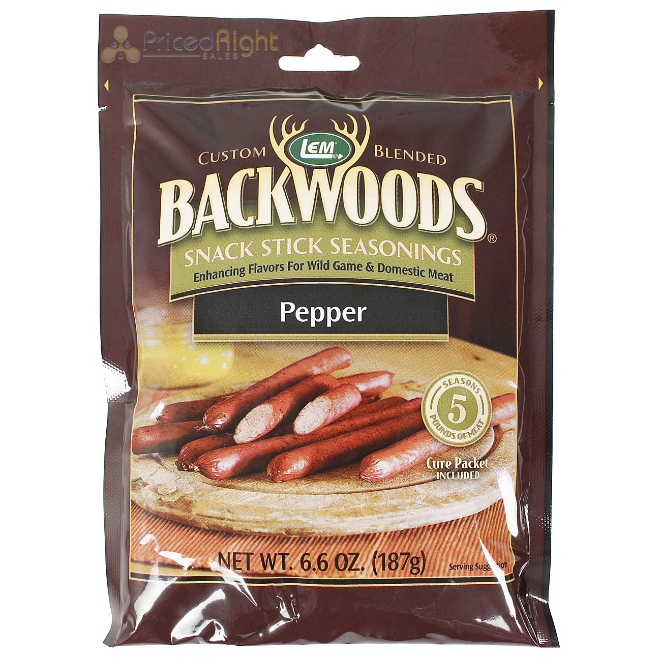 Backwoods 6.6 Oz Pepper Snack Stick Seasoning Cure Packet for 5 Lbs of Meat 9271