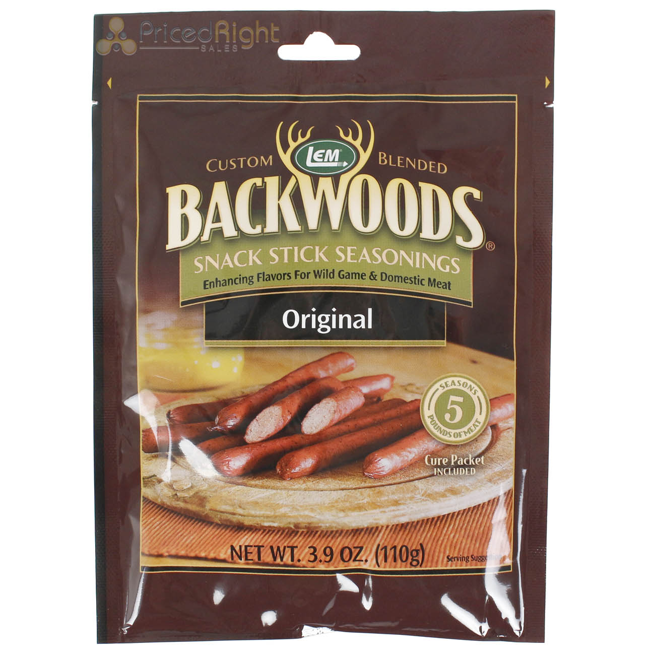 Backwoods 3.9 Oz Original Snack Stick Seasoning Cure Packet for 5 Lbs Meat 9507
