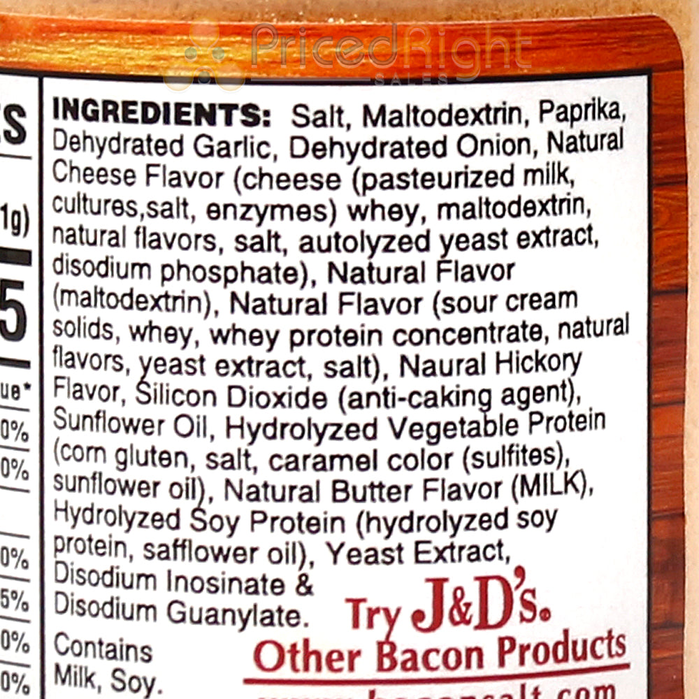 J&D's Cheddar Bacon Salt 2.75oz All Natural Bacon Flavored Seasoning Spice Rub