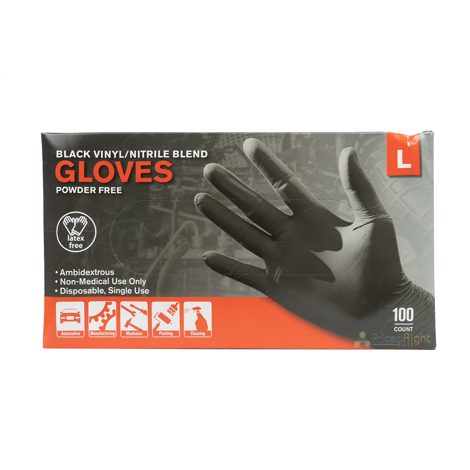 Black Nitrile Vinyl Gloves Disposable Powder Latex Free 3 Pack M L & XL 300 CT