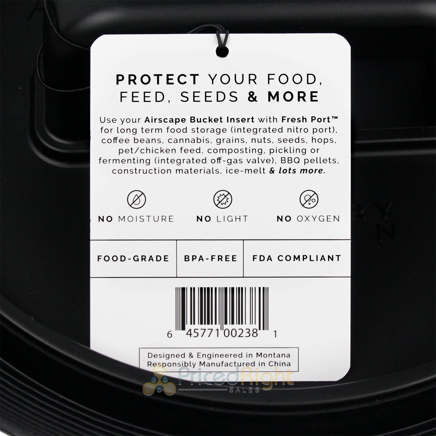 Airscape Big BBQ Bucket Lid Insert W/ Degass Valve & Fresh Port 12 Inch BPA Free