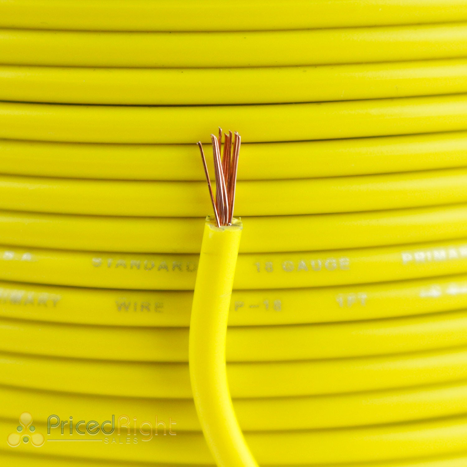 25' Ft Section 18 Gauge Remote Wire Yellow CCA AWG Power Primary Flexible Cable