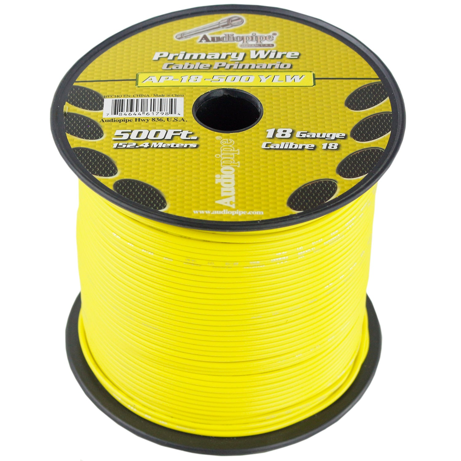 500' FT Spool Of Yellow 18 Gauge AWG Feet Home Primary Power Cable Remote Wire