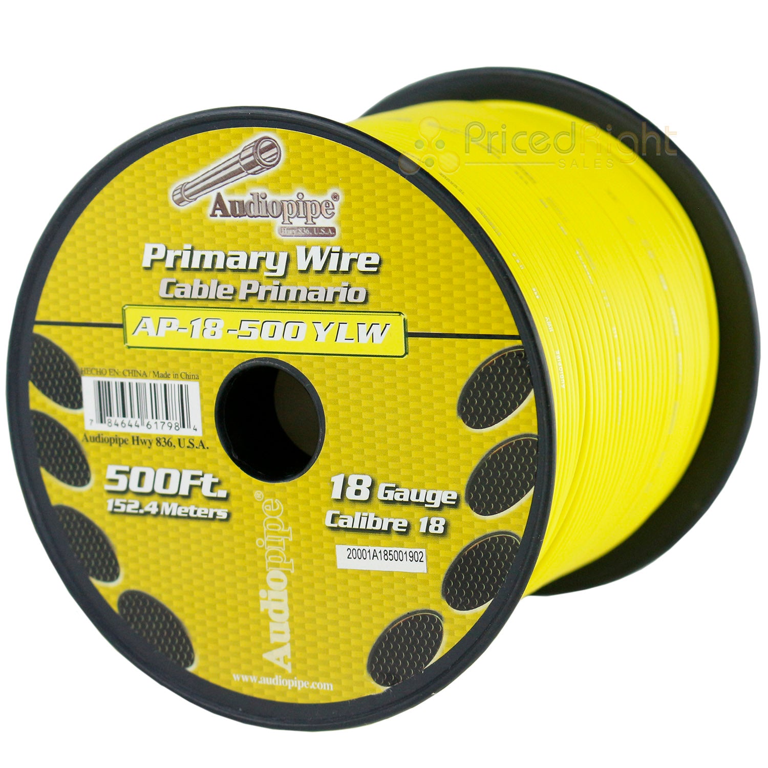 500' FT Spool Of Yellow 18 Gauge AWG Feet Home Primary Power Cable Remote Wire