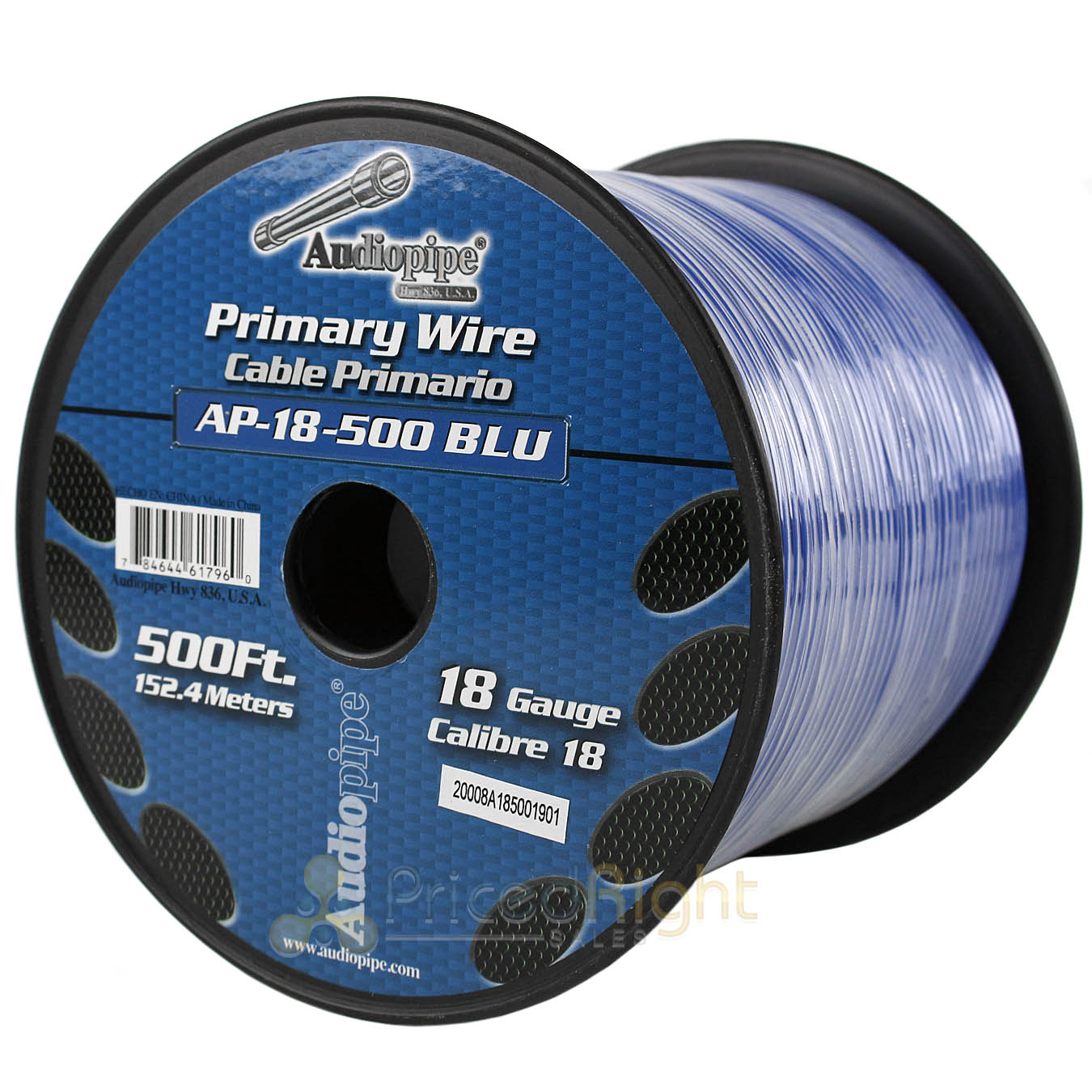 500' FT Spool Of Blue 18 Gauge AWG Feet Home Primary Power Cable Remote Wire