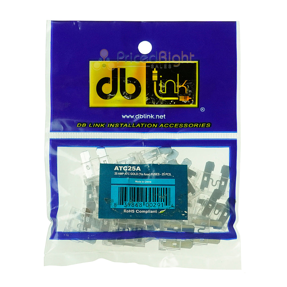 DB Link 25 Amp ATM Mini Fuse, 25-Pack of Fuses Great For Car/Marine Audio ATC25A
