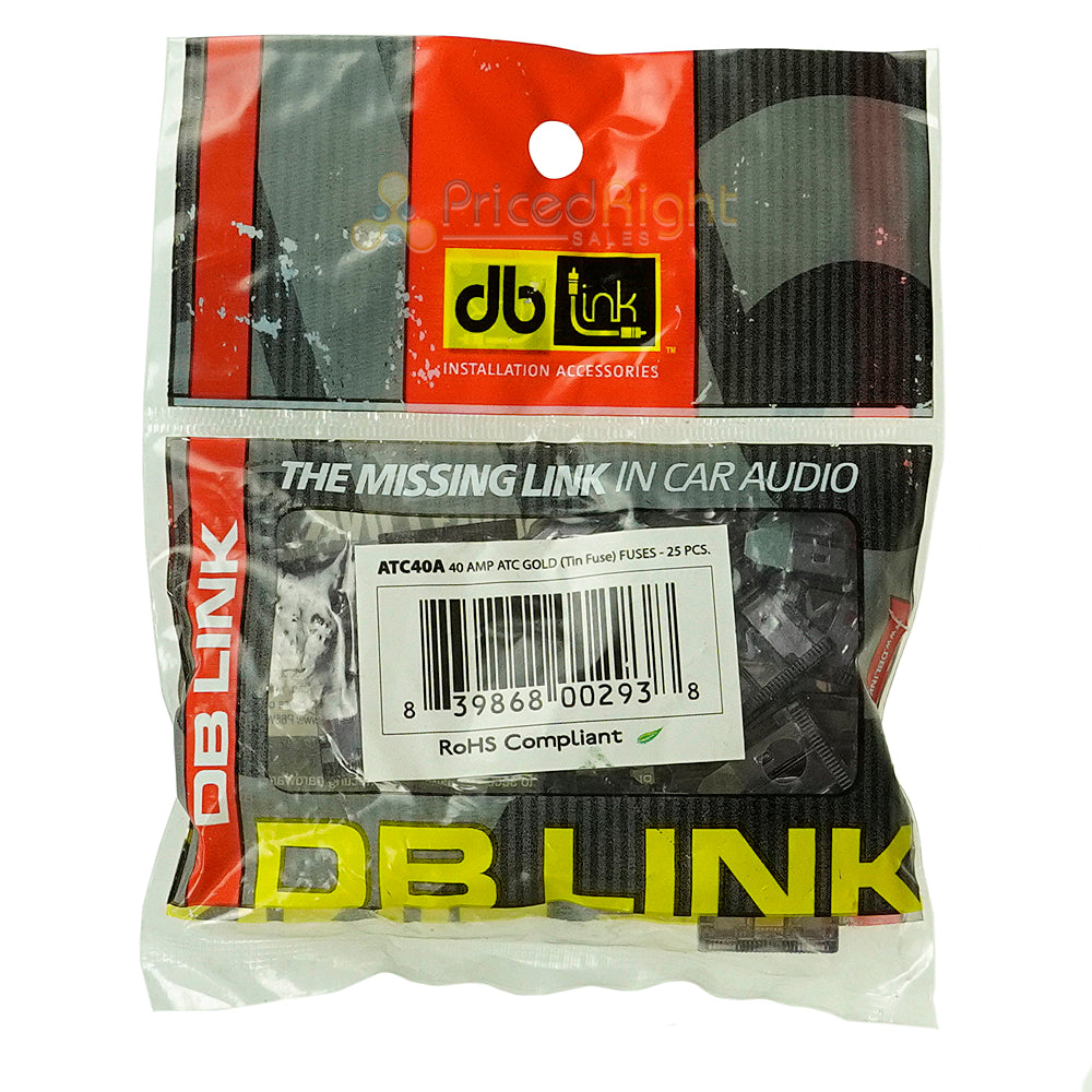 DB Link 40 Amp ATM Mini Fuse, 25-Pack of Fuses Great For Car/Marine Audio ATC40A