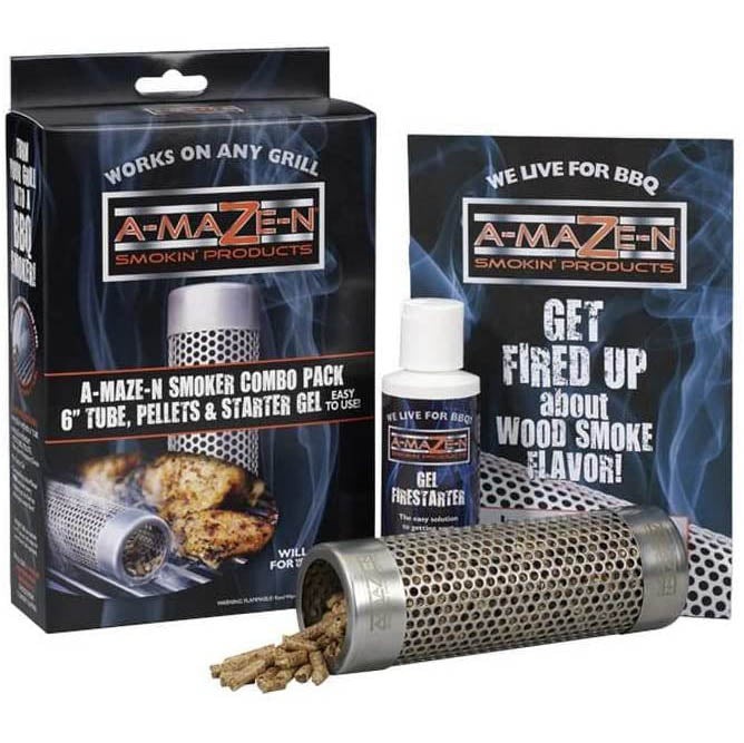A-Maze-N Combo Pack 6" Inch Smoker Tube with Pellets and Starter Gel for Smoking
