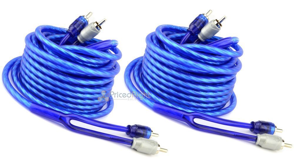 2 Pack 18' Triple Shield Twisted Interconnect RCA Audio Cable 18 Car Amp Cables