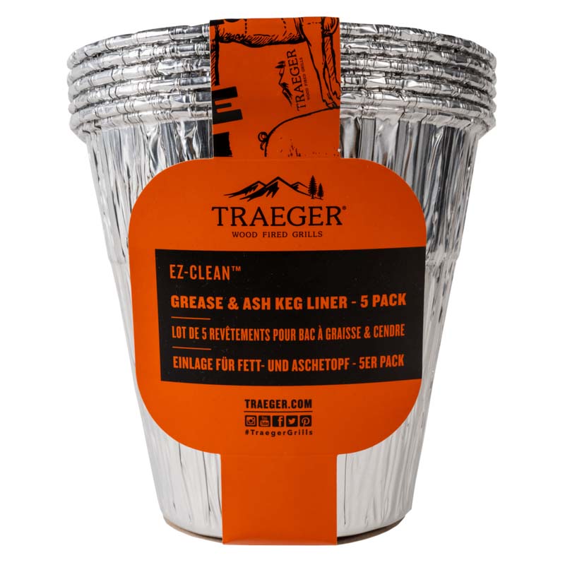 Traeger EZ Clean Grease and Ash Keg Liner 5 Pack Heat Resistant Aluminum BAC608