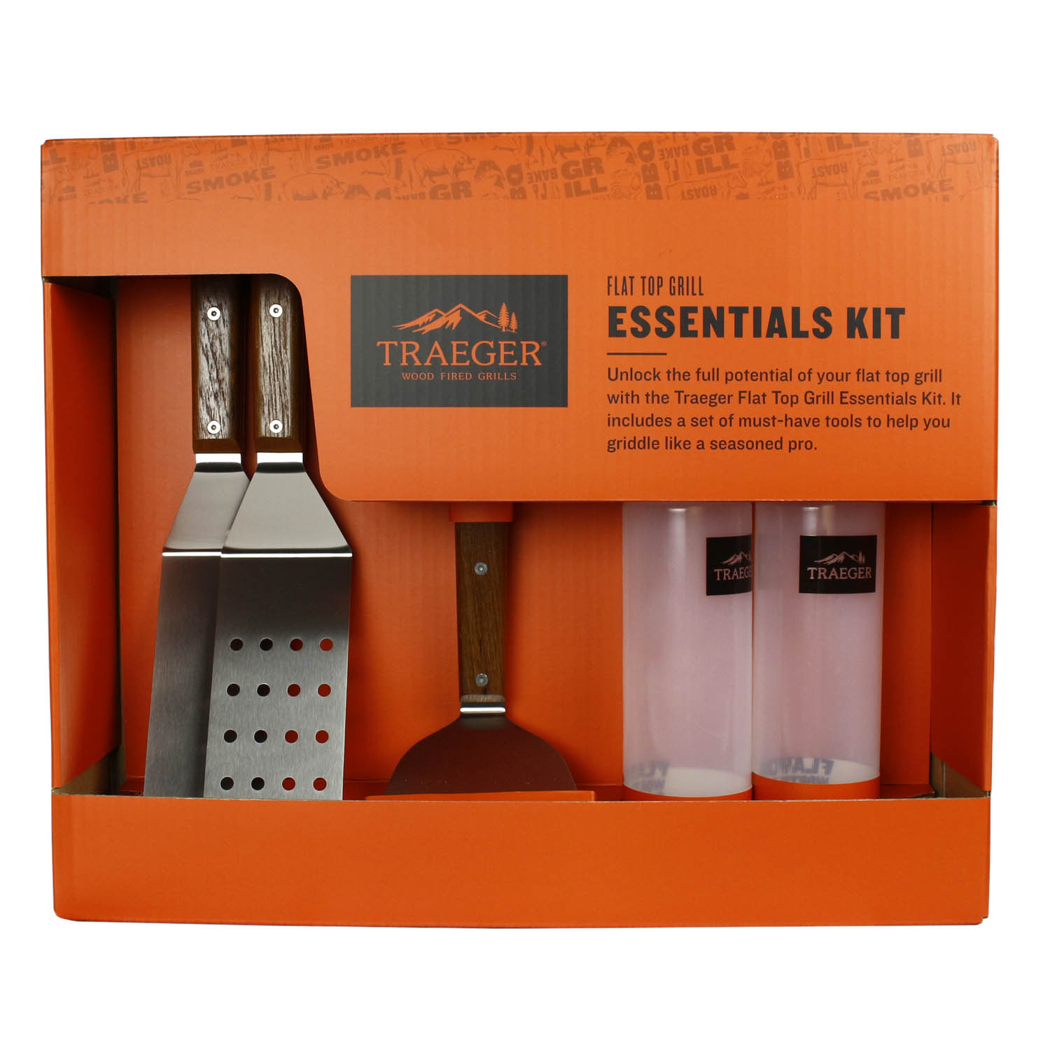 Traeger Flat Top Essentials 5 Piece Grilling Tool Kit  Spatulas Scraper Bottles