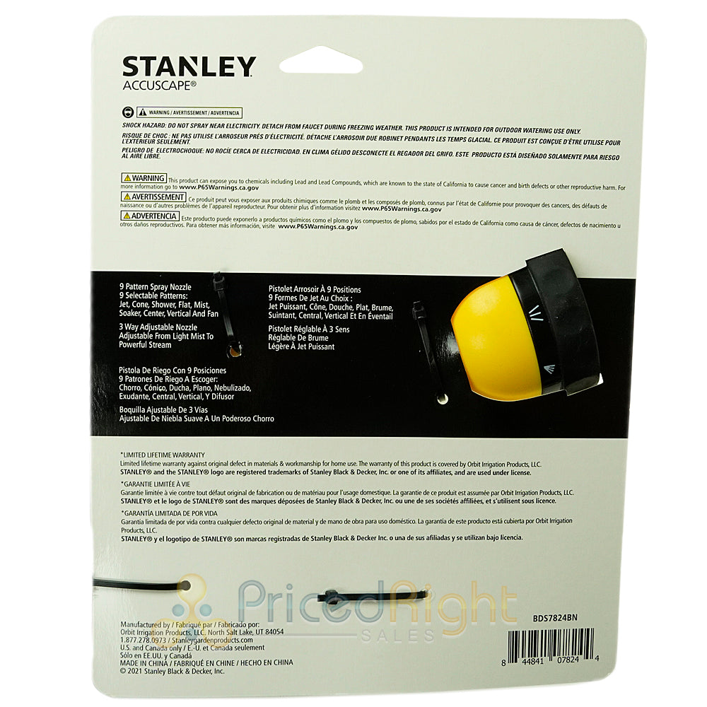 Stanley 2 Piece Garden Nozzle Combo Pack for Garden Hoses 9 Pattern 3 Way Spray