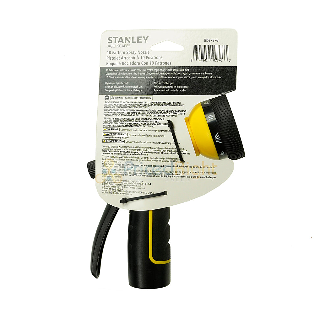 Garden Hose Spray Nozzle Adjustable 10 Spray Patterns Stanley Accuscape BDS7876