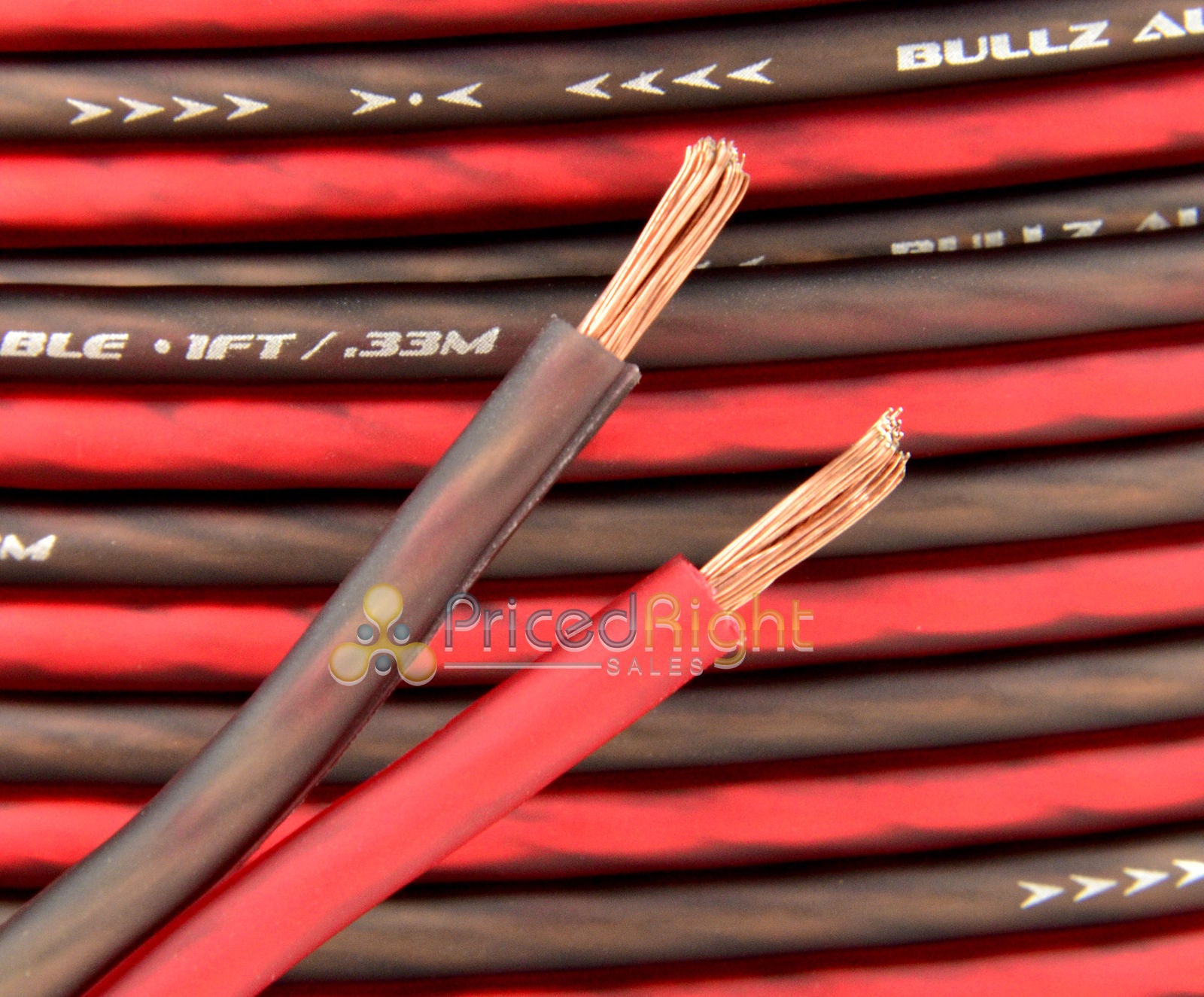 100 FT 12 Gauge Speaker Wire Professional Zip Cable Car Audio Black Red Bullz